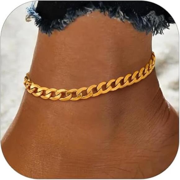 Stainless Steel Chain Anklets for Women, Silver/Gold Tone, Ankle Bracelets - Picture 7 of 7